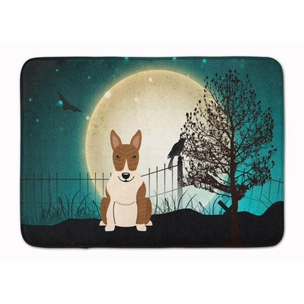 Carolines Treasures Halloween Scary Bull Terrier Brindle Machine Washable Memory Foam Mat BB2327RUG - main